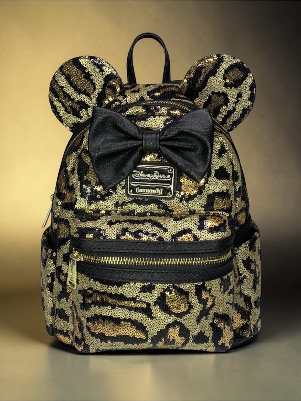 Loungefly Disney Parks Minnie Mouse Leopard Sequin Mini Backpack Animal Kingdom